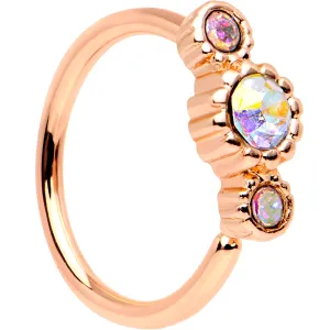 20 Gauge Aurora CZ Gem Rose Gold IP Triplet Seamless Circular Ring