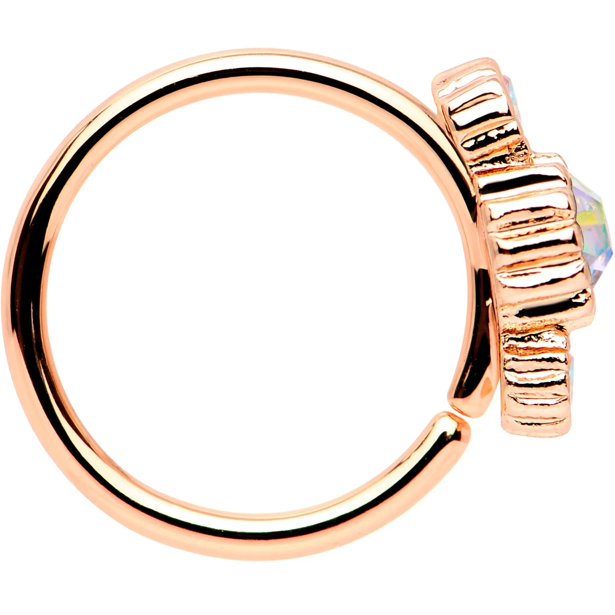 20 Gauge Aurora CZ Gem Rose Gold IP Triplet Seamless Circular Ring