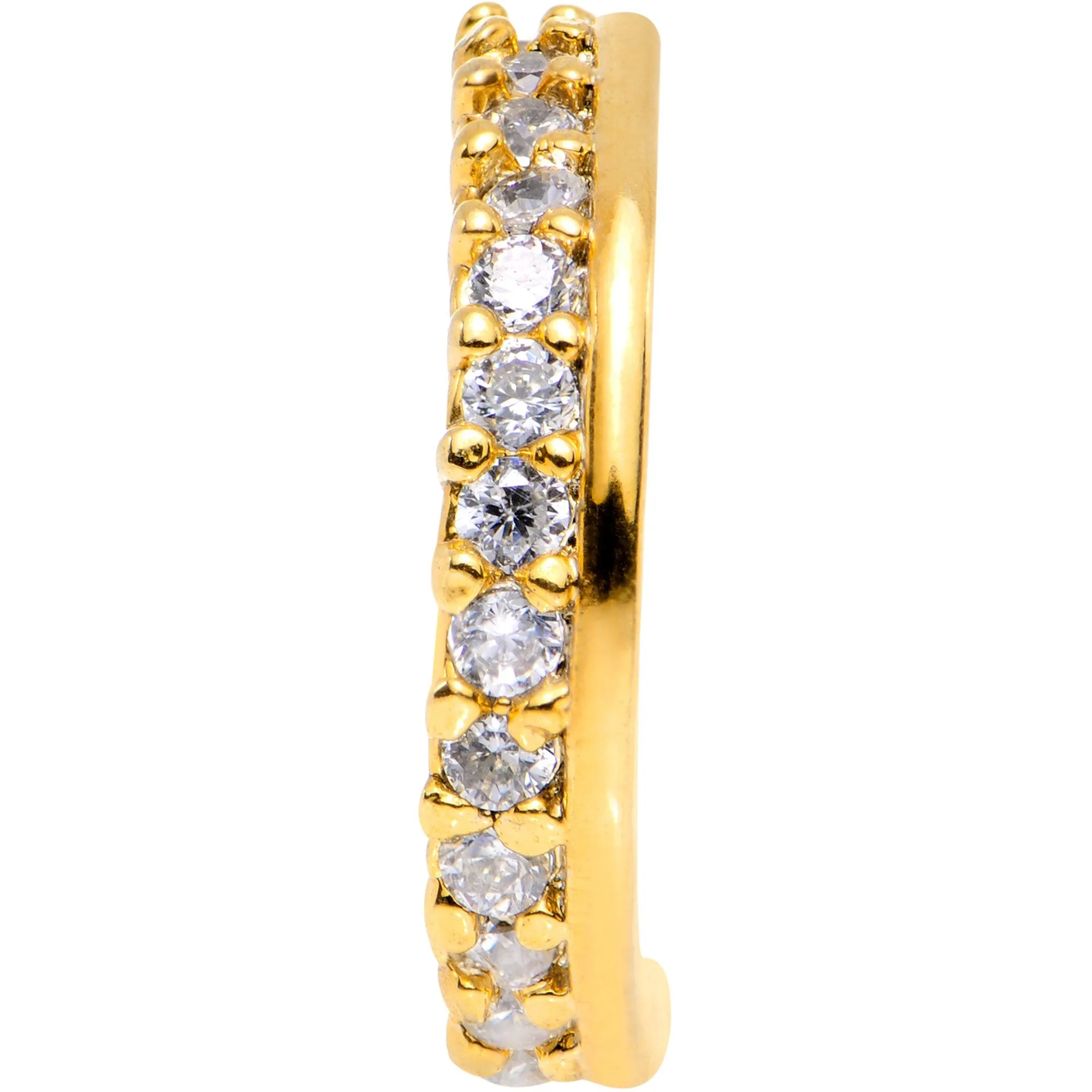20 Gauge Clear CZ Gem Gold Tone Sleek Seamless Circular Ring