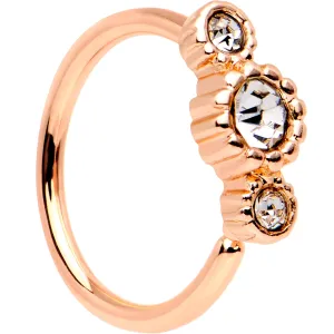 20 Gauge Clear CZ Gem Rose Gold IP Triplet Seamless Circular Ring