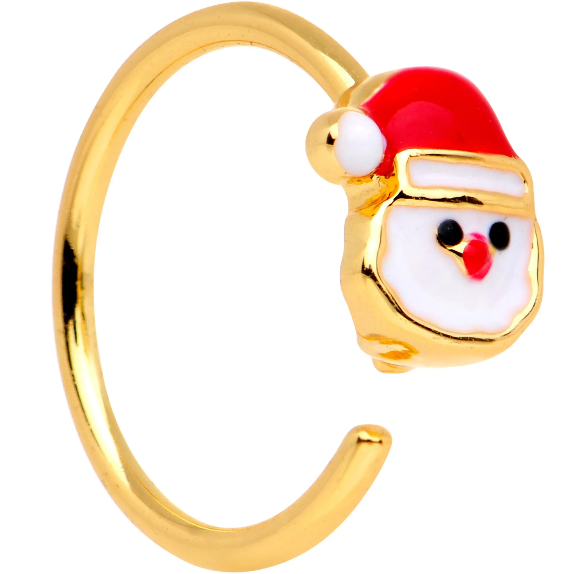 20 Gauge Gold Tone Plated Red White Santa Seamless Circular Ring
