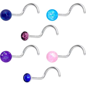 20 Gauge Nose Screw Gem Faux Opal Pack Classy Nose Ring Set of 6