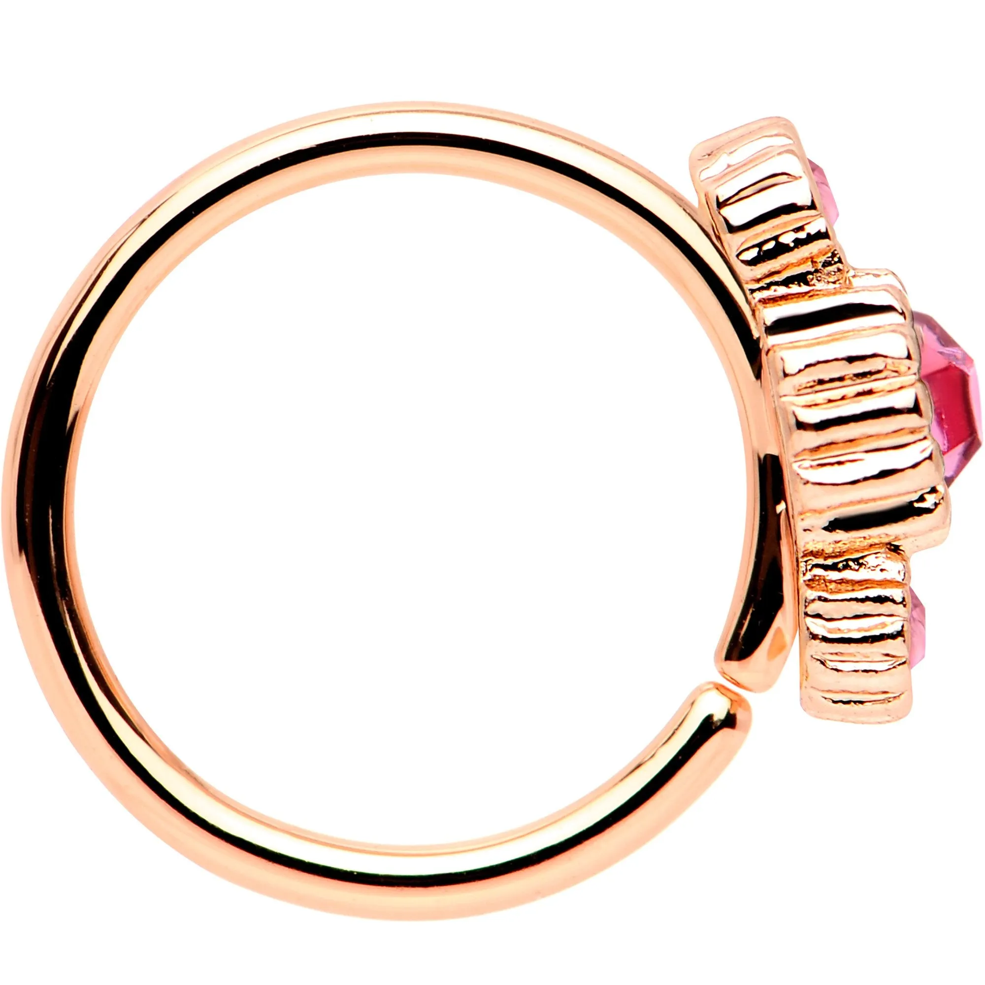 20 Gauge Pink CZ Gem Rose Gold IP Triplet Seamless Circular Ring