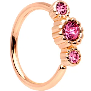 20 Gauge Pink CZ Gem Rose Gold IP Triplet Seamless Circular Ring