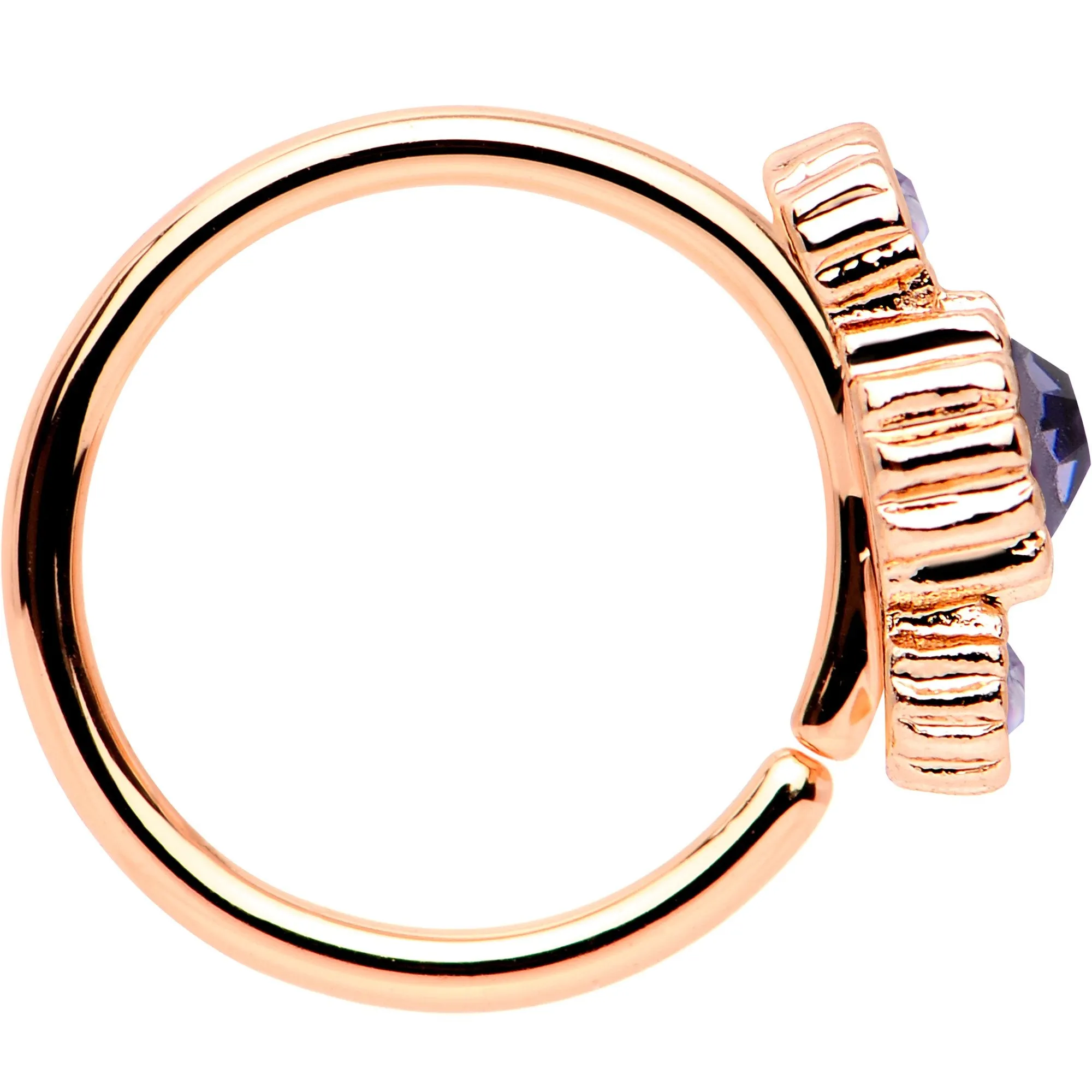 20 Gauge Purple CZ Gem Rose Gold IP Triplet Seamless Circular Ring