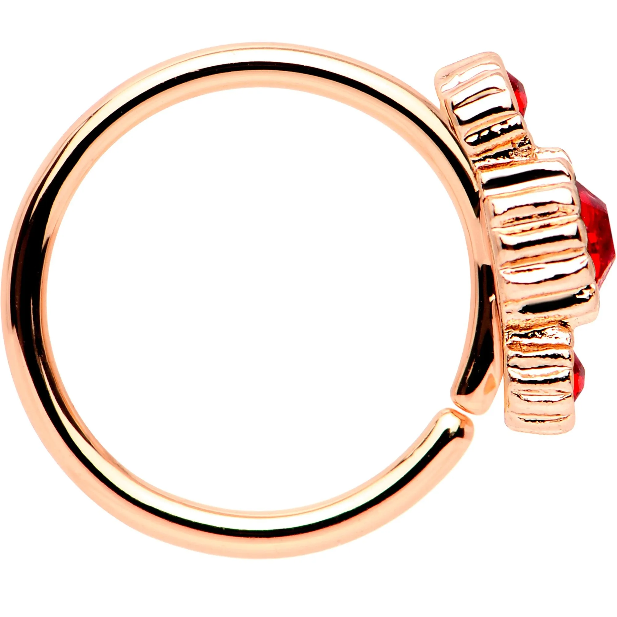 20 Gauge Red CZ Gem Rose Gold IP Triplet Seamless Circular Ring