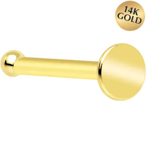 20 Gauge Solid 14k Gold Flat Disc Nose Bone