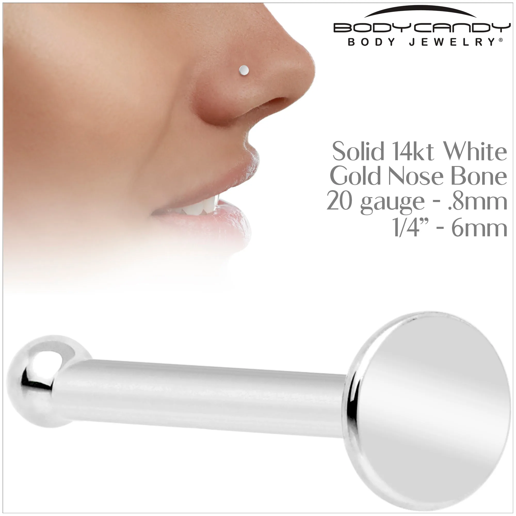 20 Gauge Solid 14k Gold Flat Disc Nose Bone
