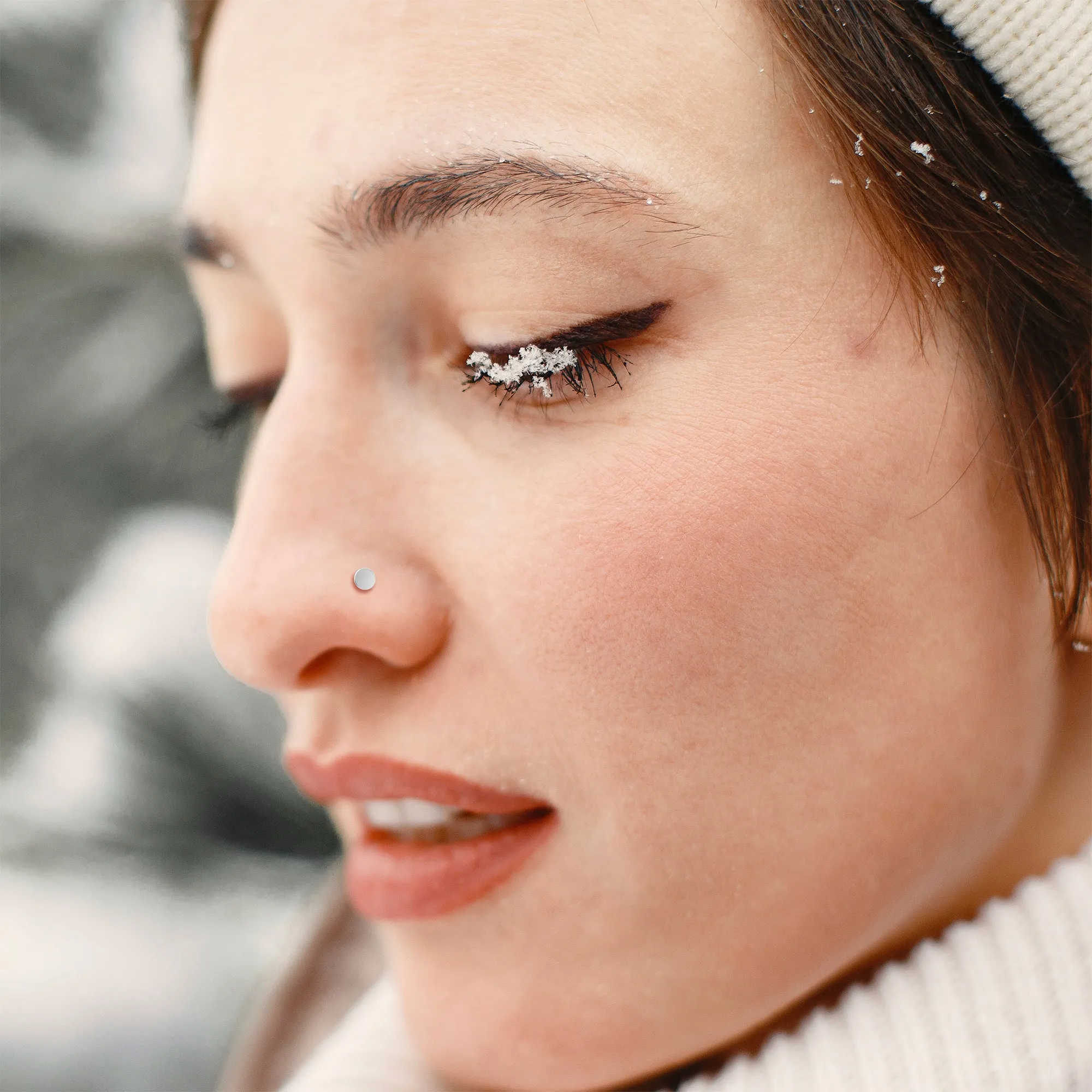 20 Gauge Solid 14k Gold Flat Disc Nose Bone