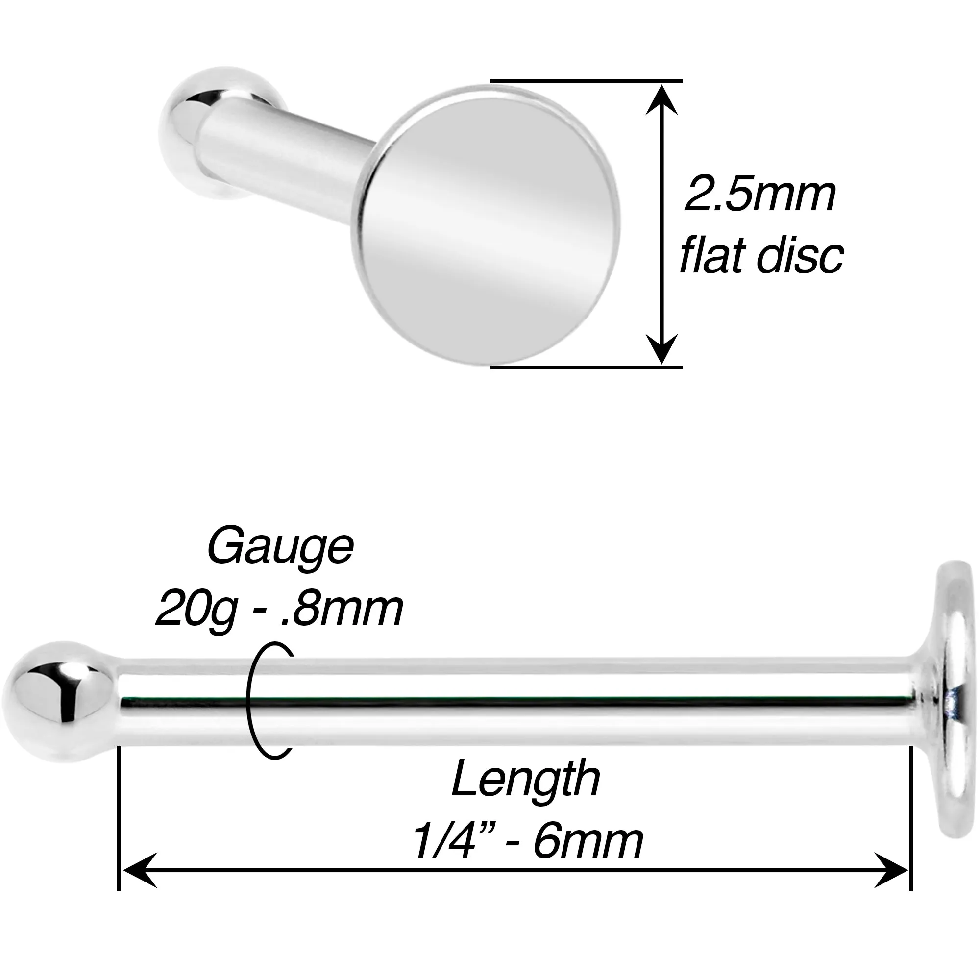 20 Gauge Solid 14k Gold Flat Disc Nose Bone