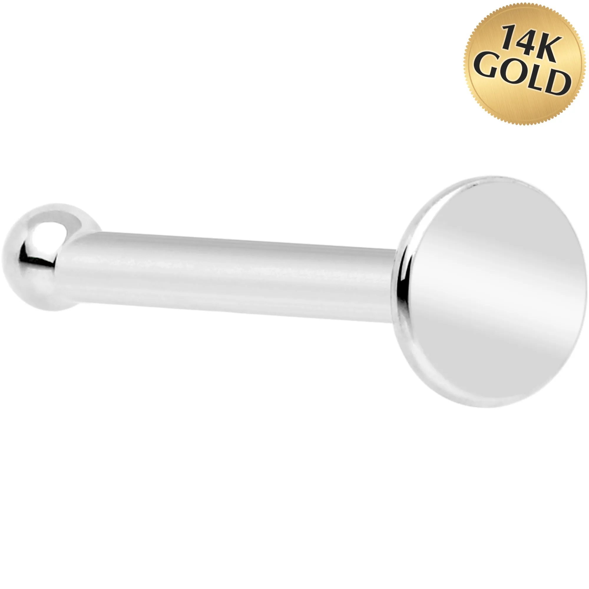 20 Gauge Solid 14k Gold Flat Disc Nose Bone