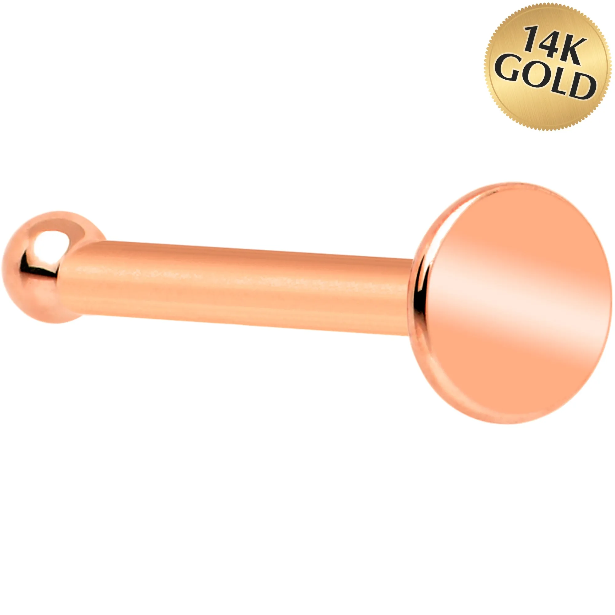 20 Gauge Solid 14k Gold Flat Disc Nose Bone