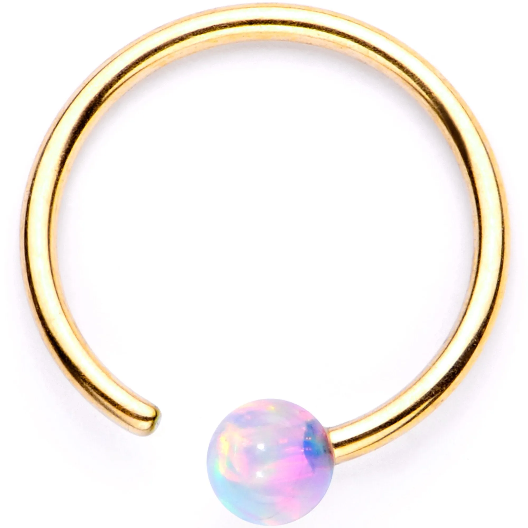 20 Gauge White Synthetic Opal Gold PVD Seamless Circular Ring