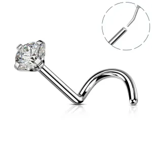 20G Titanium CZ Screw Nose Stud Threadless Push Pin Nostril Ring
