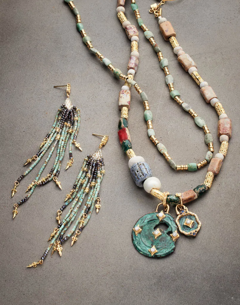 20" BEADED NECKLACE WITH ANCIENT TURQUOISE AFGHANI