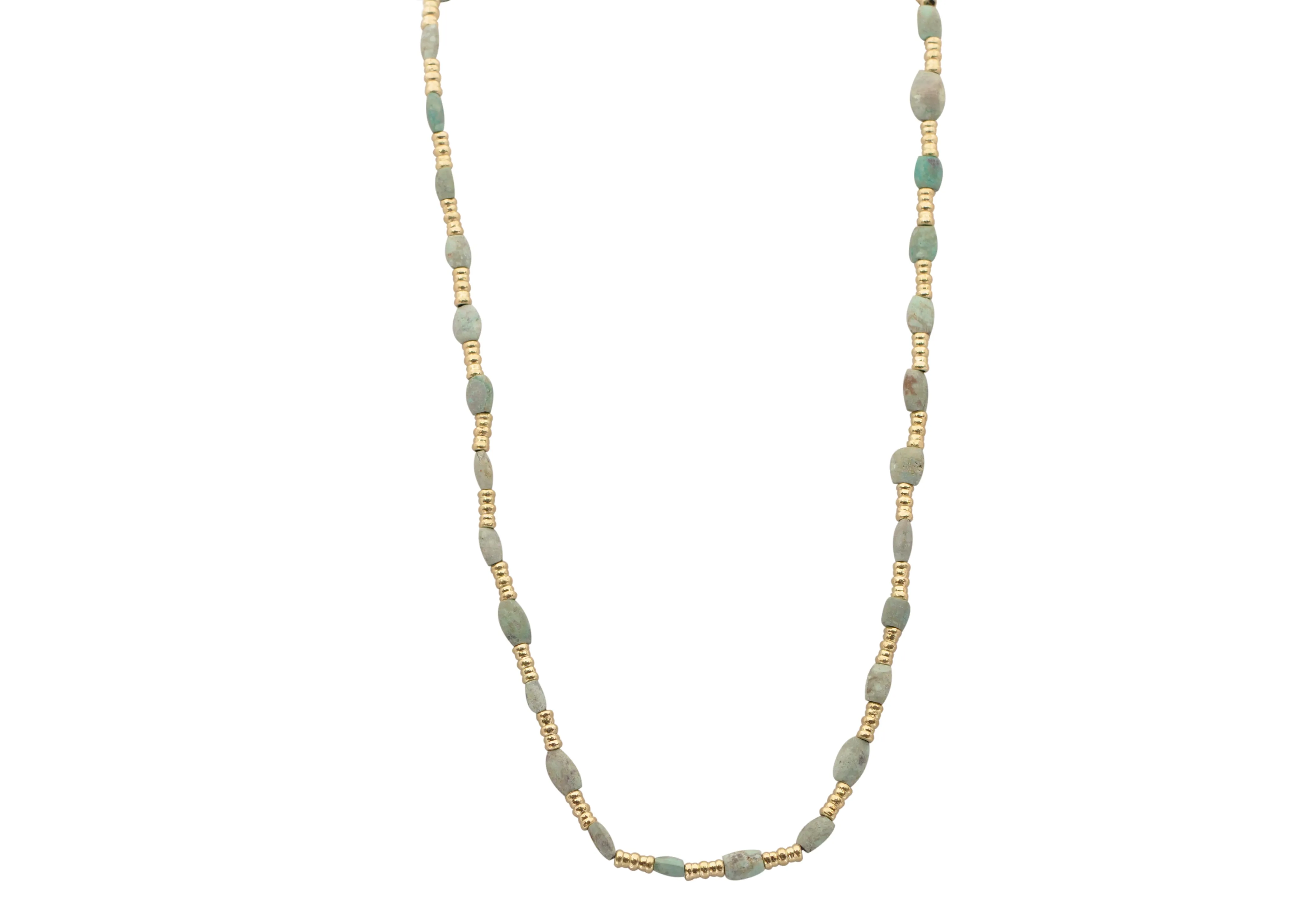 20" BEADED NECKLACE WITH ANCIENT TURQUOISE AFGHANI