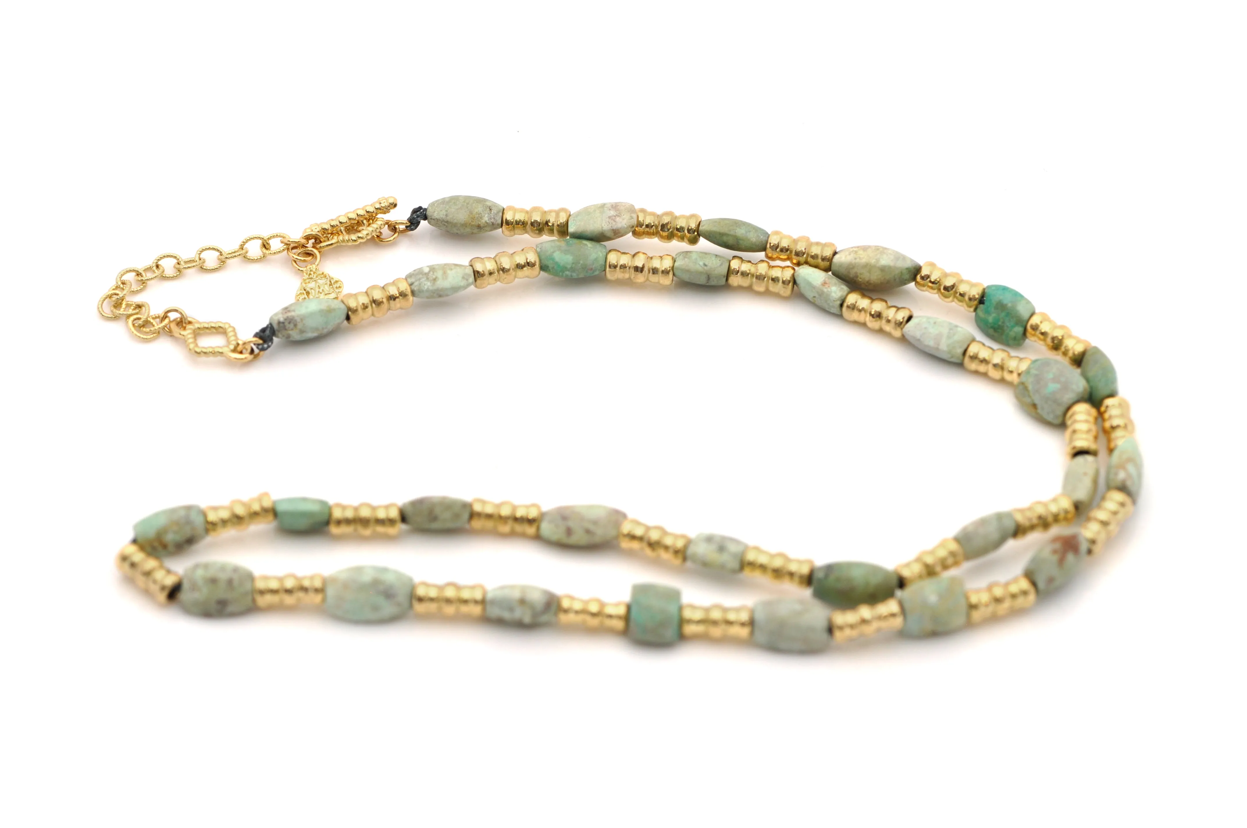 20" BEADED NECKLACE WITH ANCIENT TURQUOISE AFGHANI