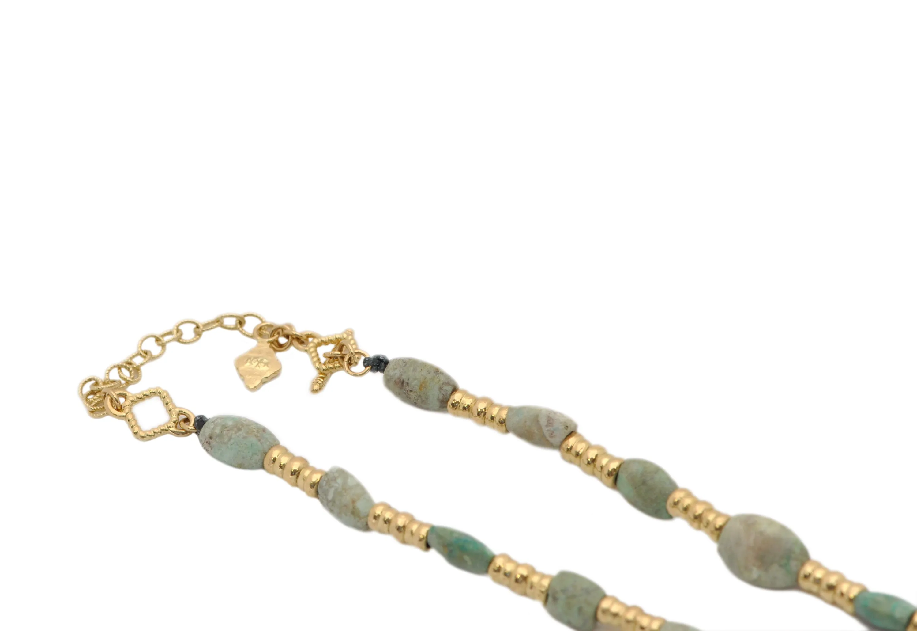 20" BEADED NECKLACE WITH ANCIENT TURQUOISE AFGHANI