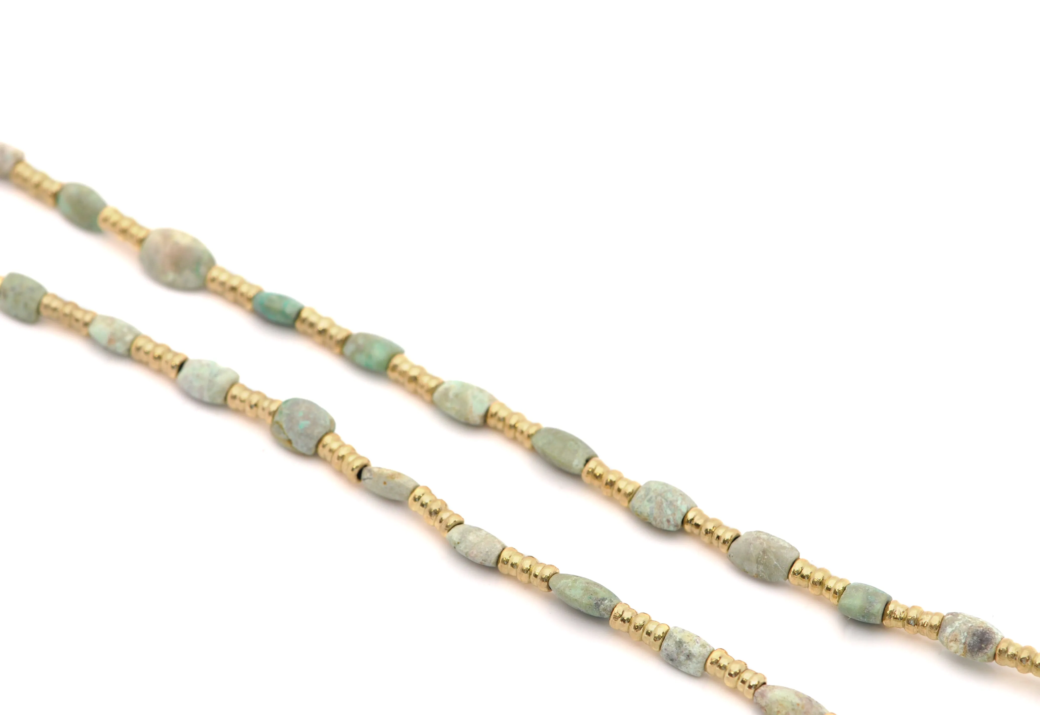 20" BEADED NECKLACE WITH ANCIENT TURQUOISE AFGHANI