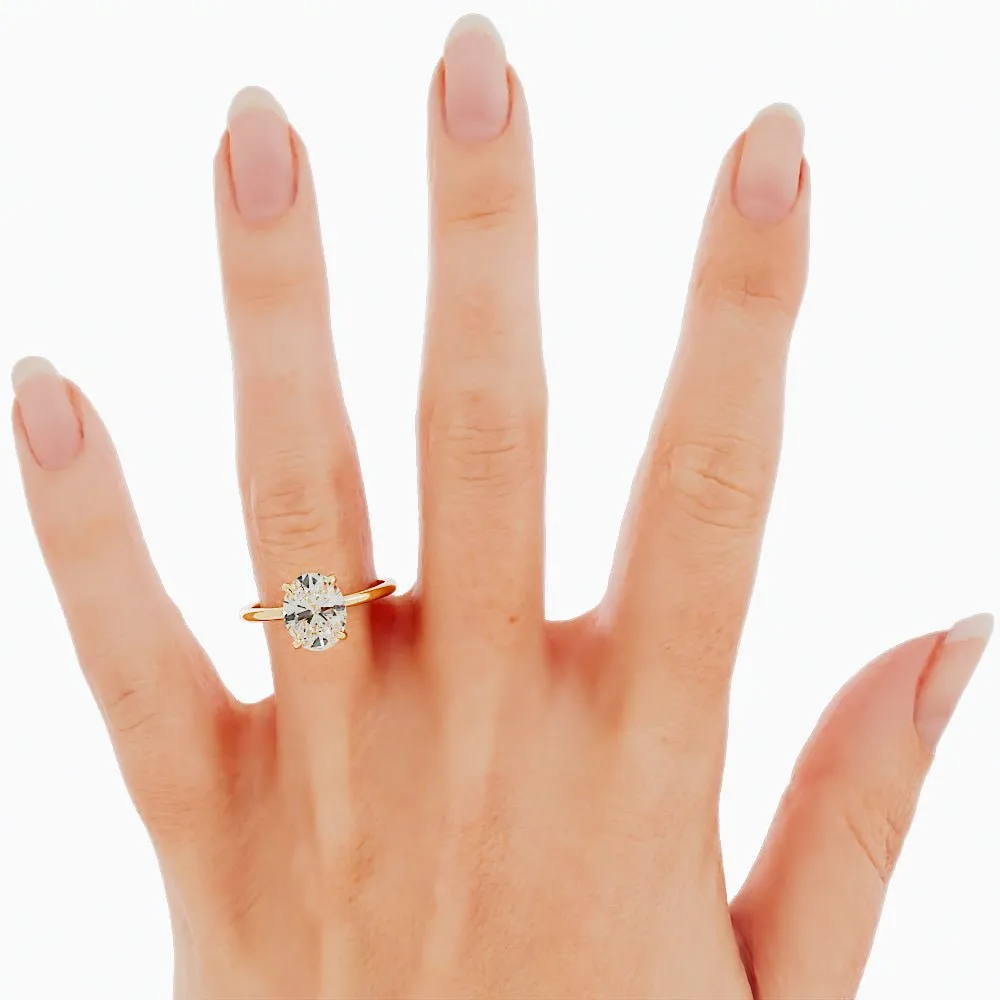 2.1 Carat Oval Diamond Engagement Ring 14k Yellow Gold