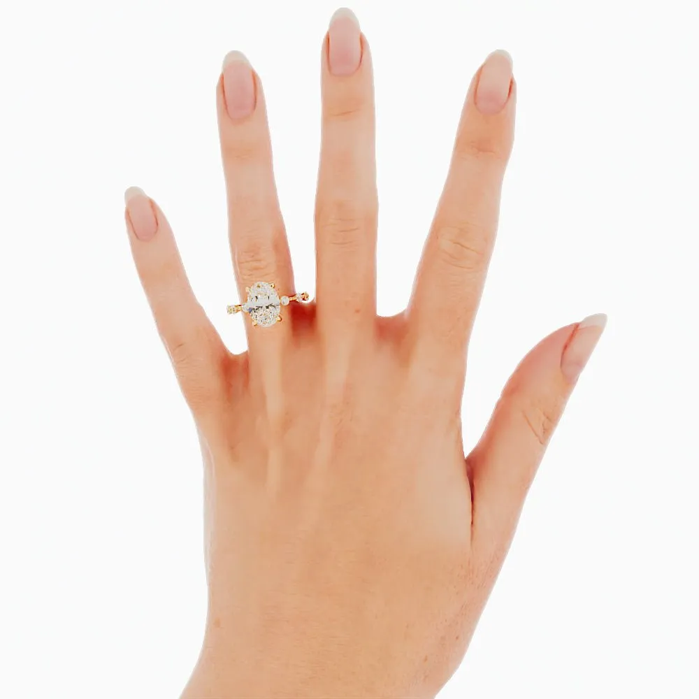 2.6 Carat Oval Cut Diamond Engagement Ring 14k Yellow Gold