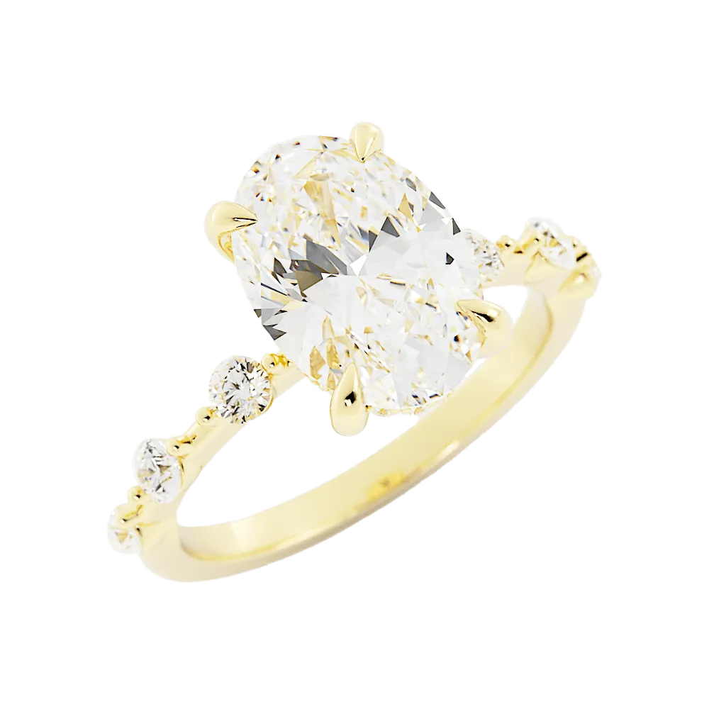 2.6 Carat Oval Cut Diamond Engagement Ring 14k Yellow Gold