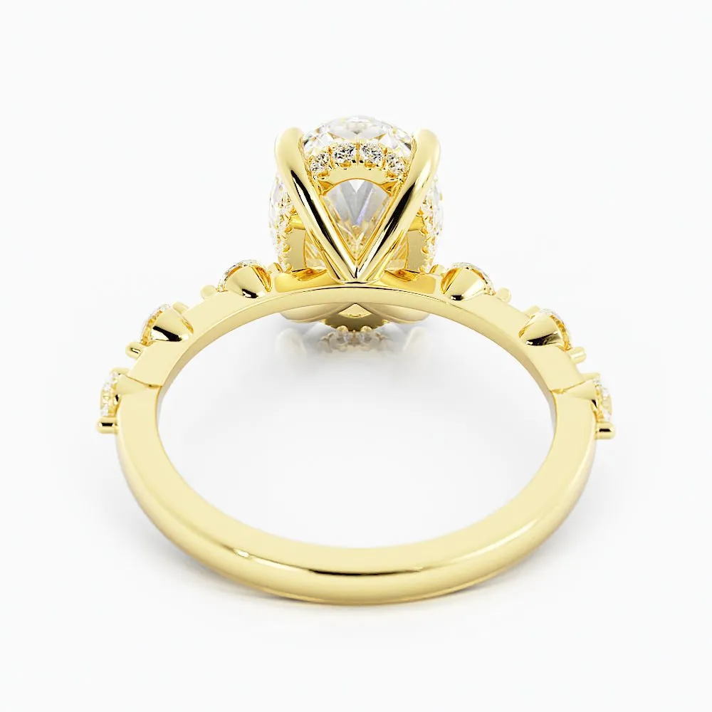 2.6 Carat Oval Cut Diamond Engagement Ring 14k Yellow Gold