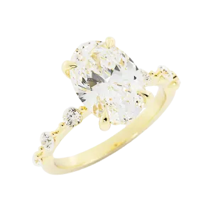 2.6 Carat Oval Cut Diamond Engagement Ring 14k Yellow Gold