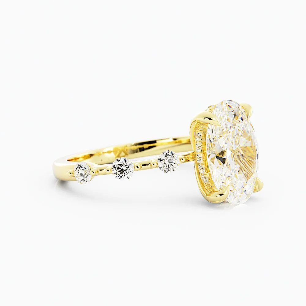 2.6 Carat Oval Cut Diamond Engagement Ring 14k Yellow Gold