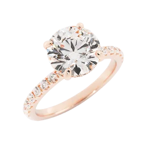 2.6 Carat Round Cut Diamond Engagement Ring 14k Rose Gold
