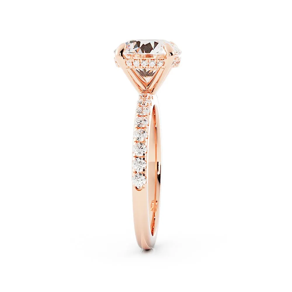 2.6 Carat Round Cut Diamond Engagement Ring 14k Rose Gold