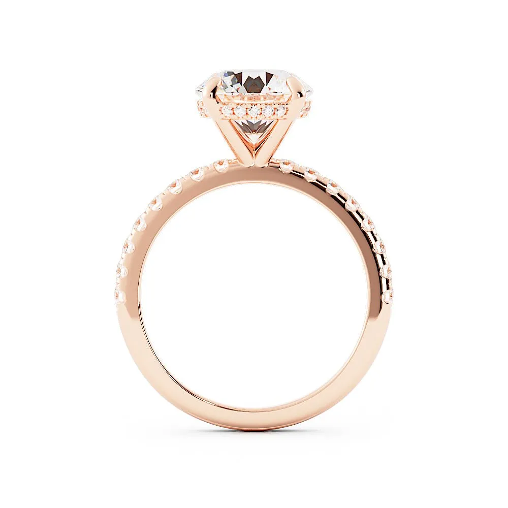 2.6 Carat Round Cut Diamond Engagement Ring 14k Rose Gold