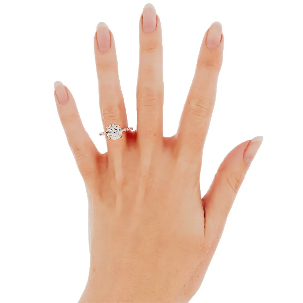 2.6 Carat Round Cut Diamond Engagement Ring 14k Rose Gold