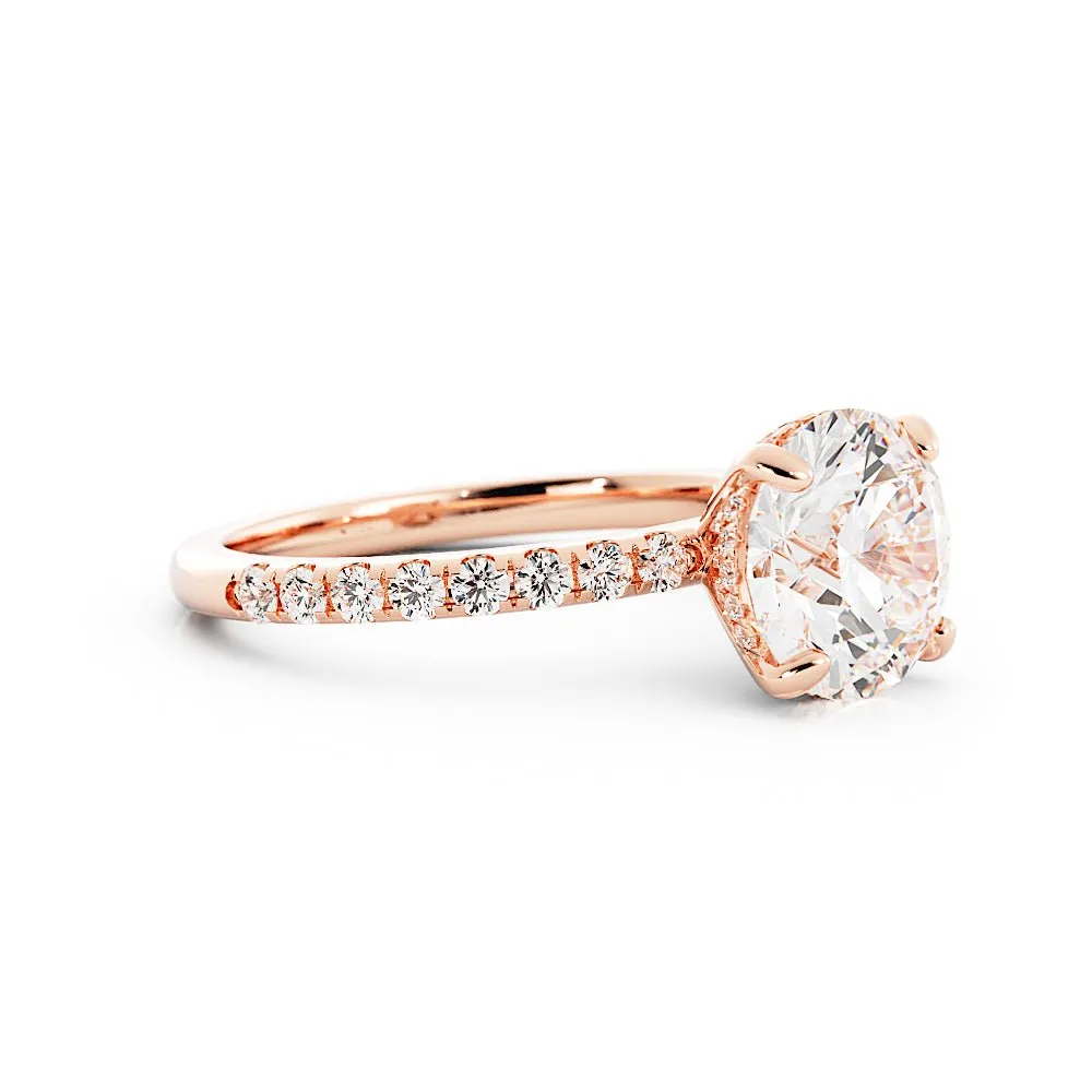 2.6 Carat Round Cut Diamond Engagement Ring 14k Rose Gold