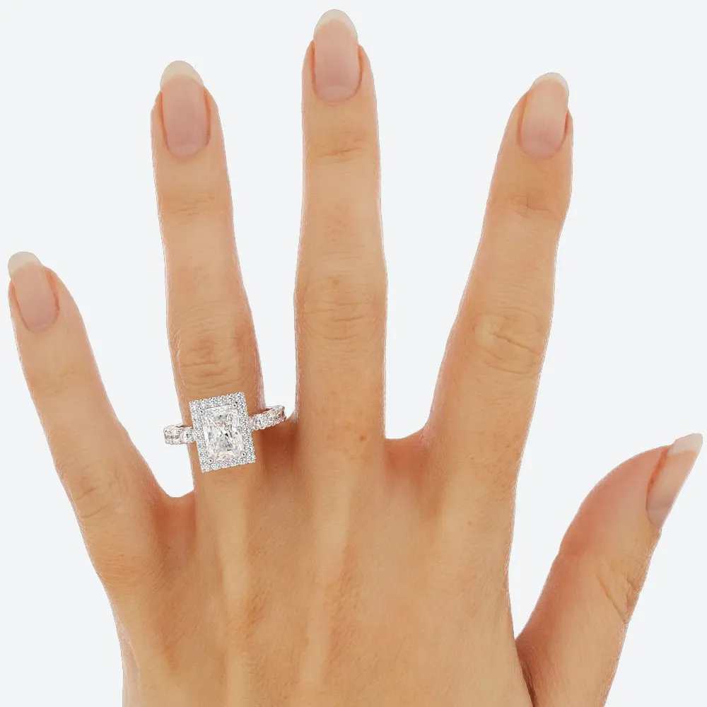 2.7 Carat Radiant Diamond Cut w/ Halo Engagement Ring 14k White Gold