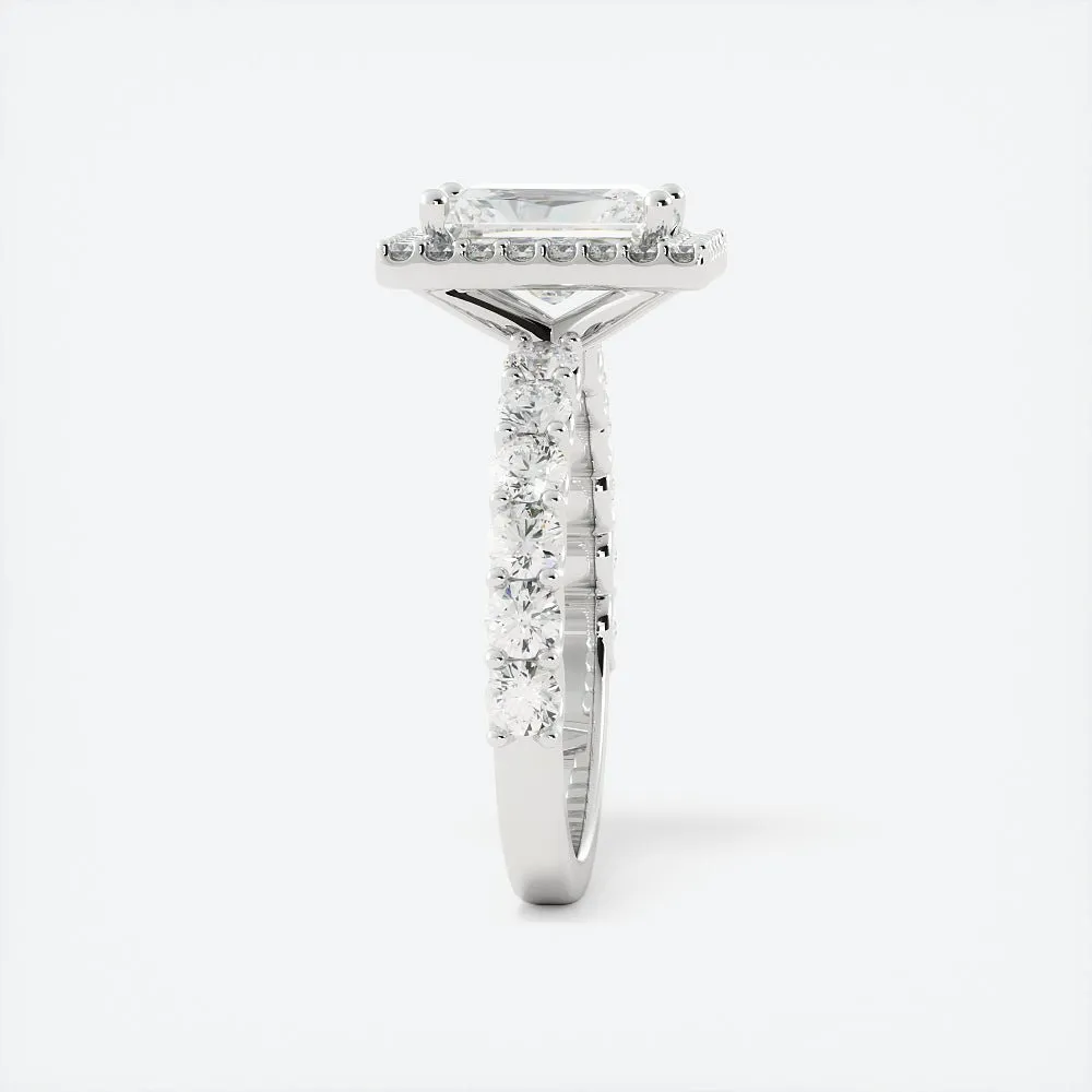 2.7 Carat Radiant Diamond Cut w/ Halo Engagement Ring 14k White Gold