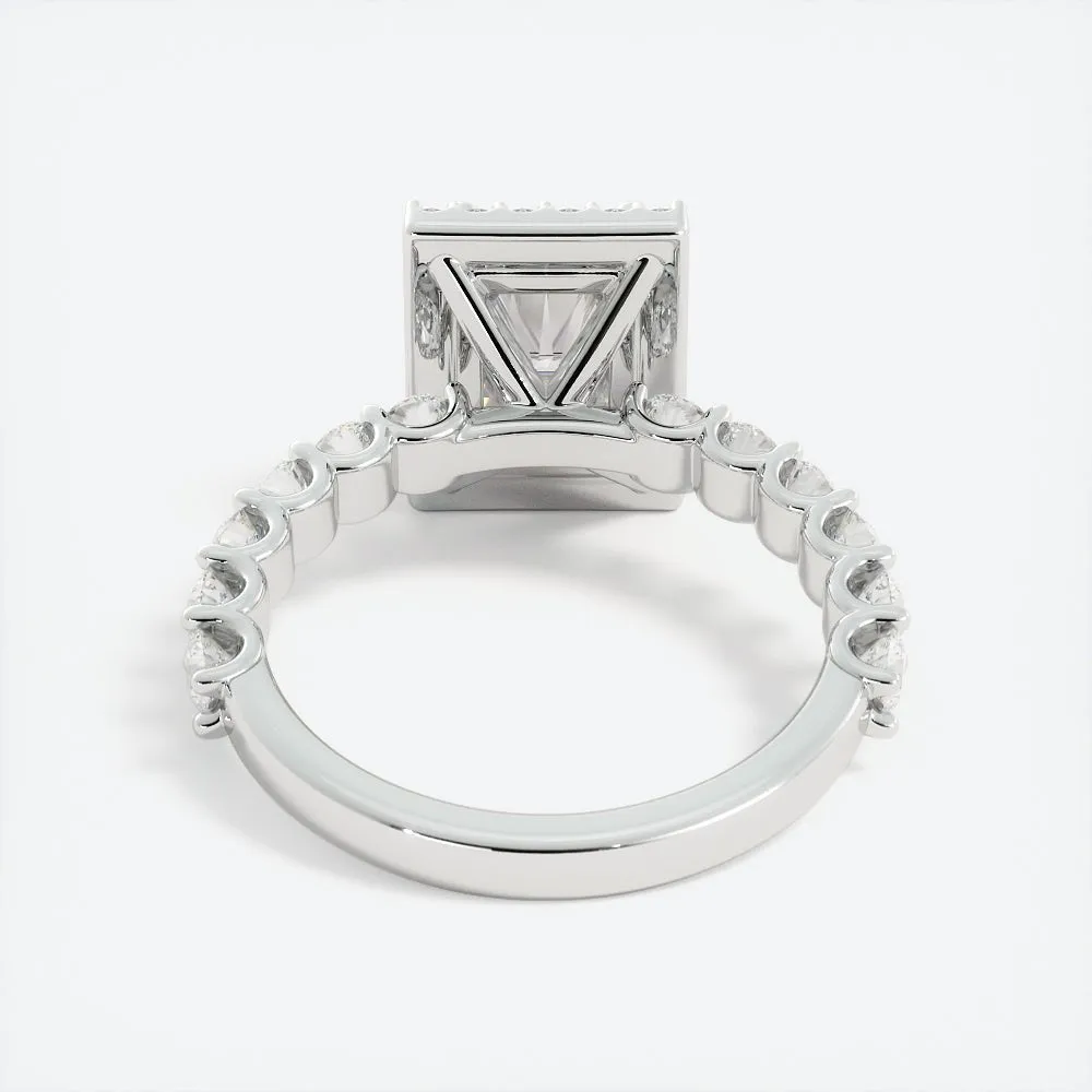 2.7 Carat Radiant Diamond Cut w/ Halo Engagement Ring 14k White Gold