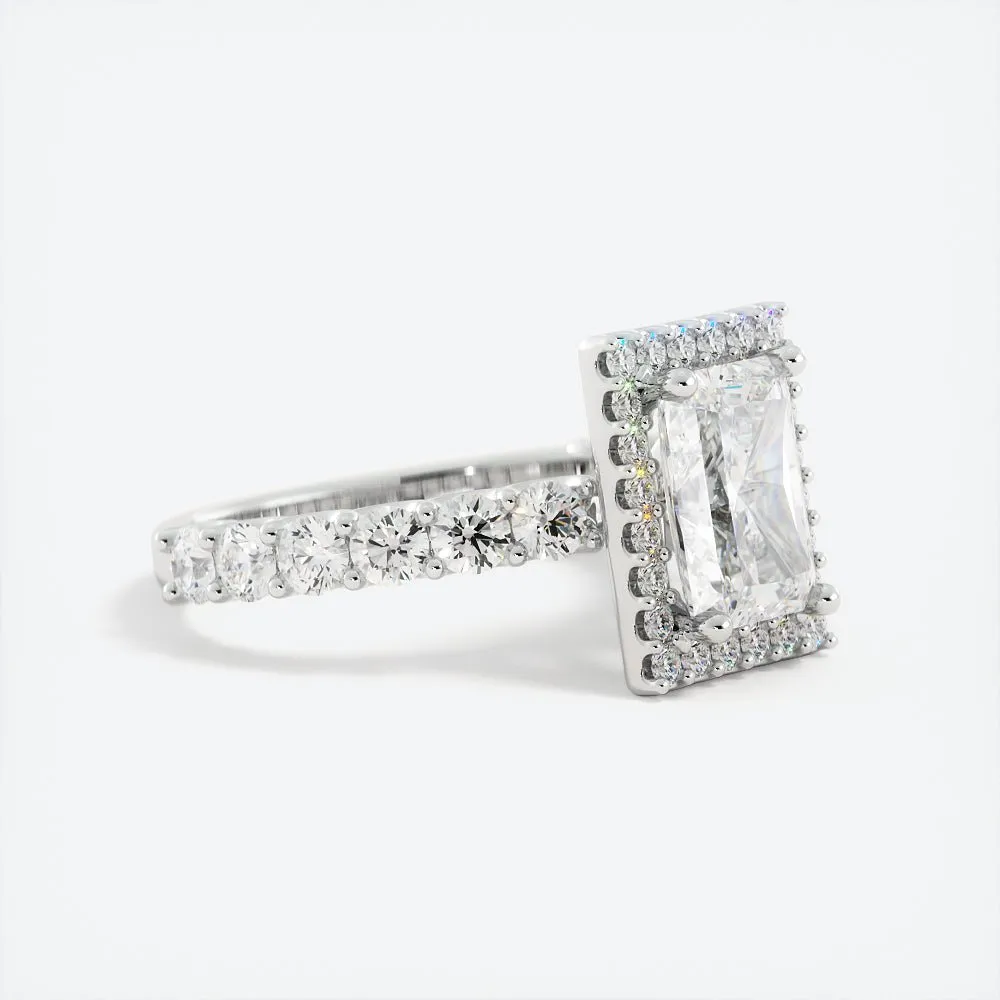 2.7 Carat Radiant Diamond Cut w/ Halo Engagement Ring 14k White Gold