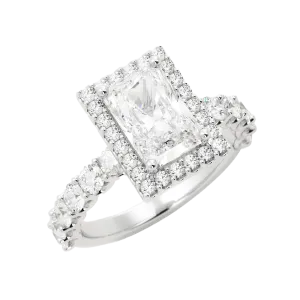 2.7 Carat Radiant Diamond Cut w/ Halo Engagement Ring 14k White Gold