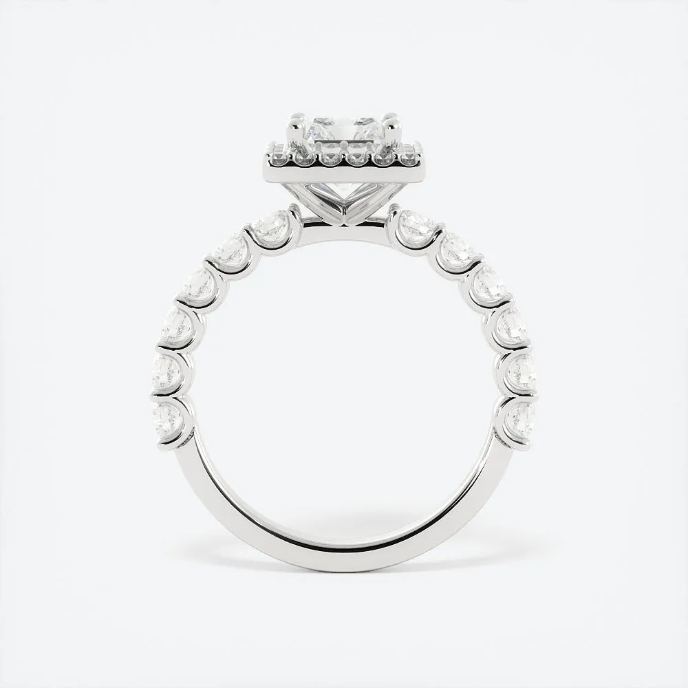 2.7 Carat Radiant Diamond Cut w/ Halo Engagement Ring 14k White Gold
