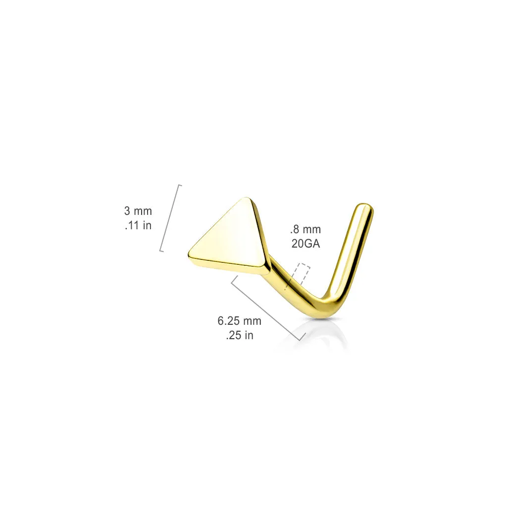316L Surgical Steel Rose Gold PVD Triangle L-Shape Nose Stud