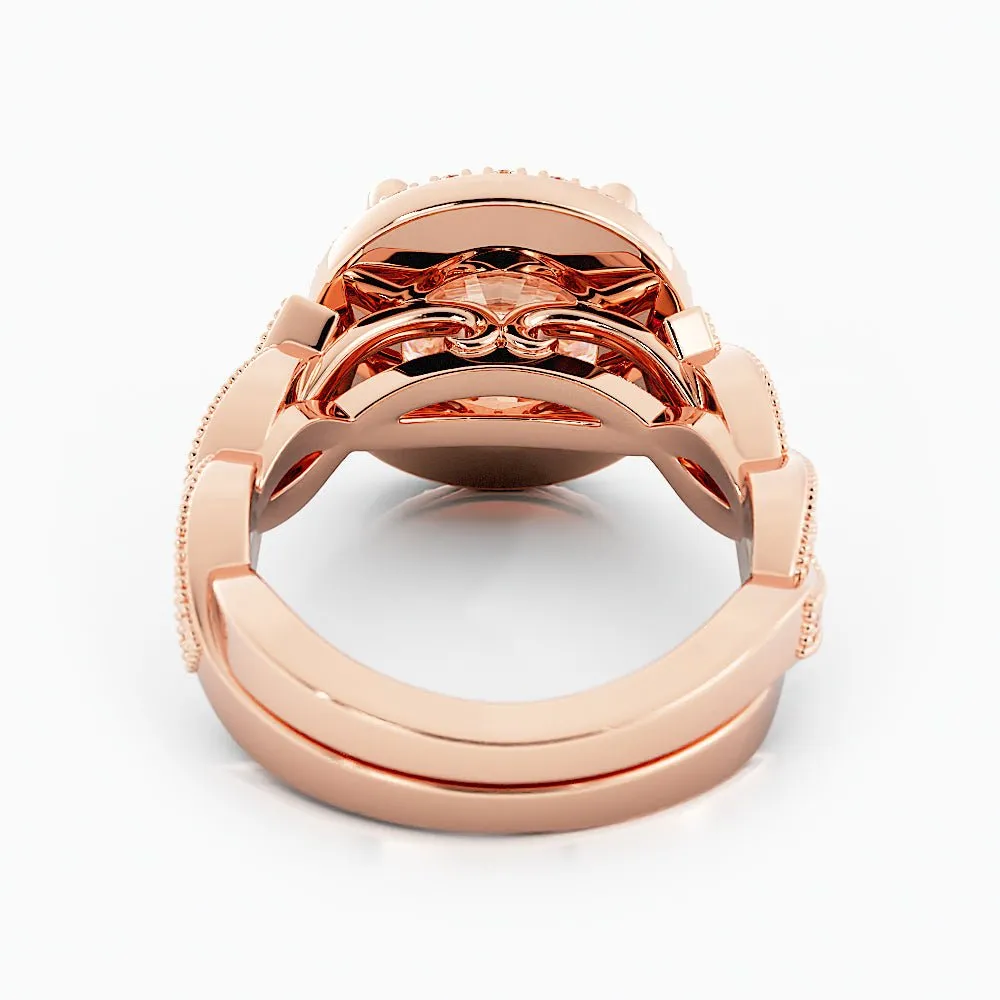 3.3 Carat Round Diamond Twist Halo Engagement Ring 14k Rose Gold