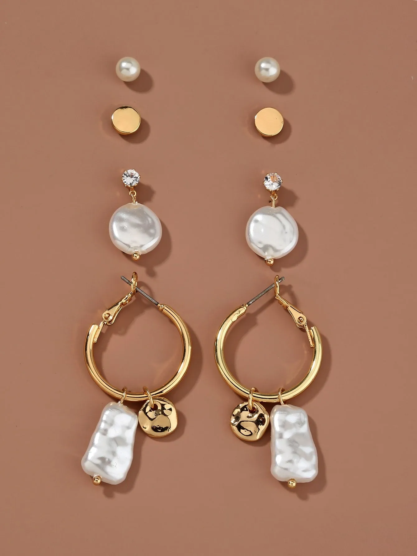 4pairs Faux Pearl Drop Earrings  - Multicolor - FD ⚡