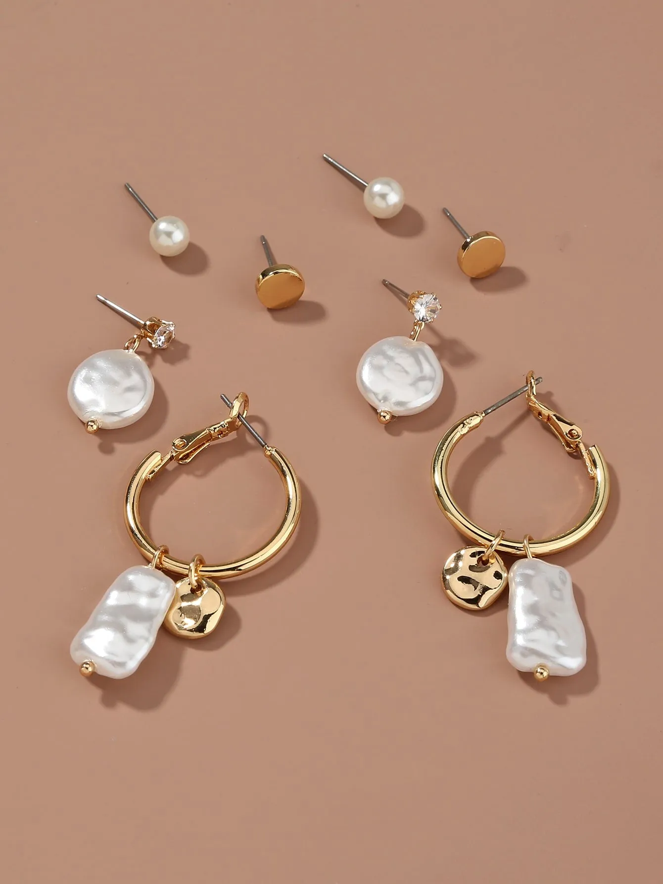 4pairs Faux Pearl Drop Earrings  - Multicolor - FD ⚡