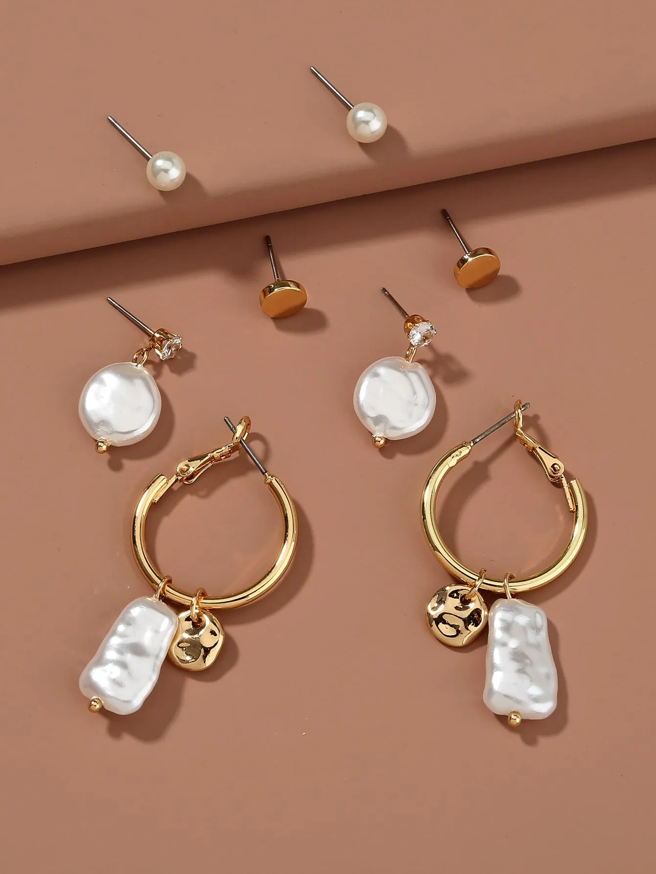 4pairs Faux Pearl Drop Earrings  - Multicolor - FD ⚡
