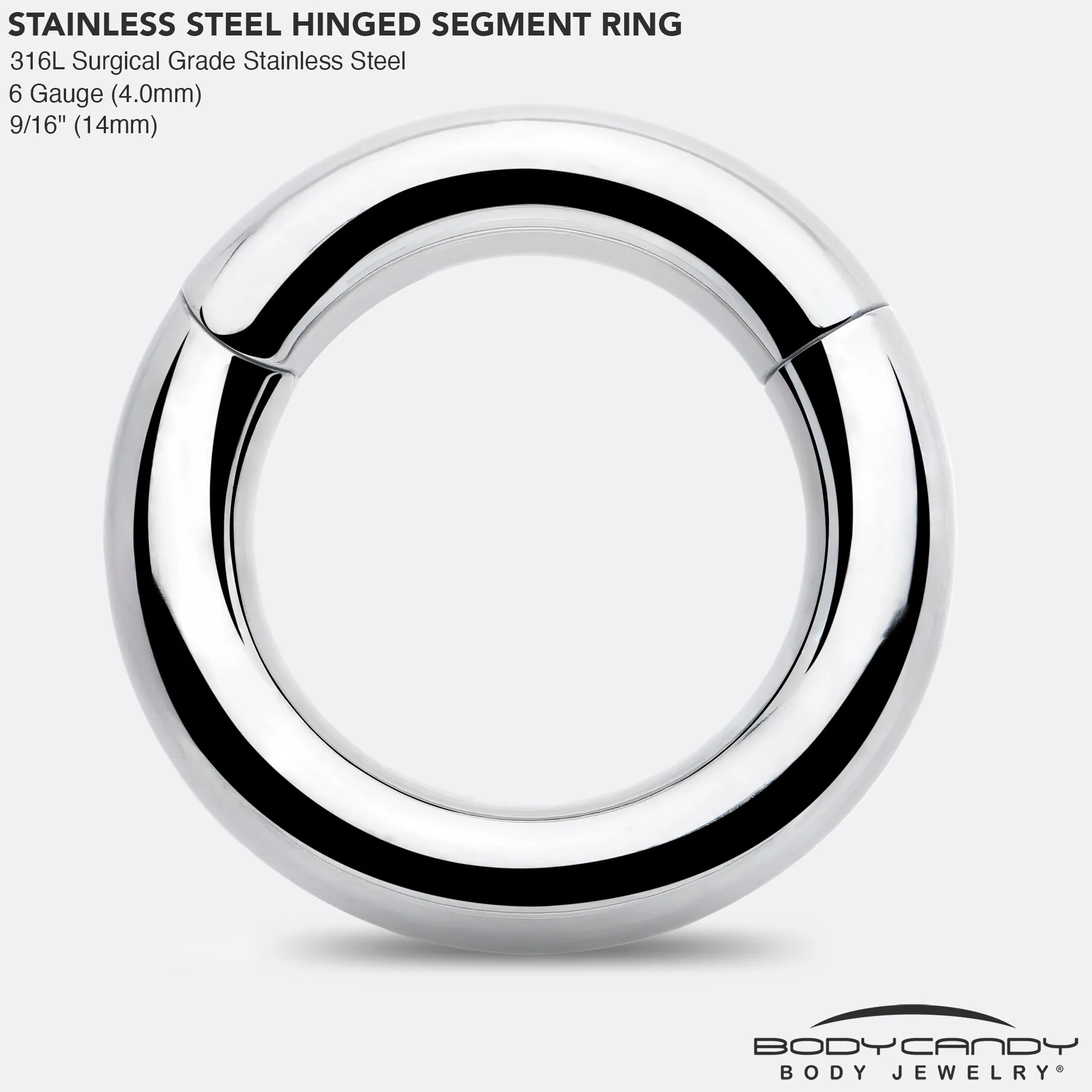 6 Gauge 9/16 316L Surgical Steel Precision Hinged Segment Hoop