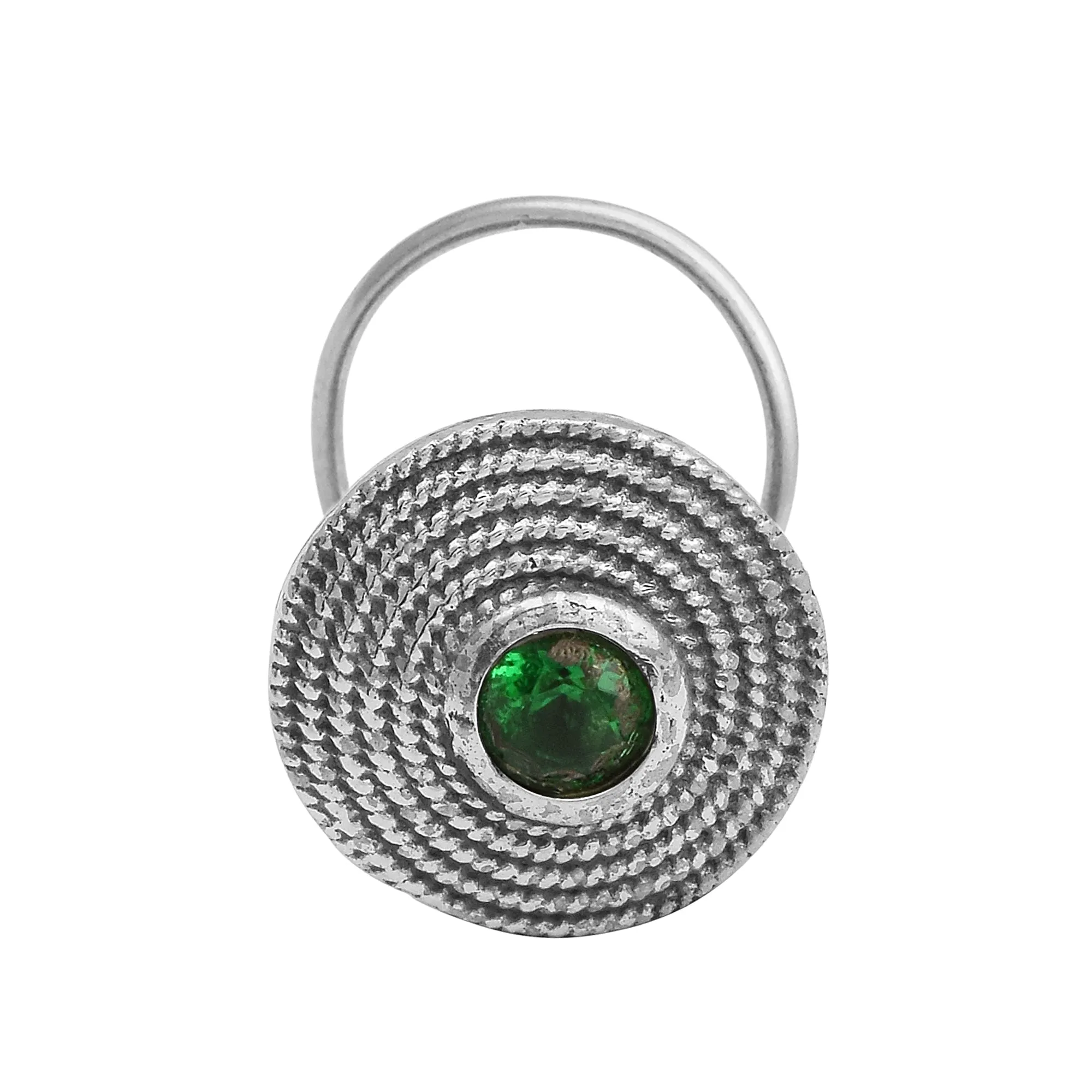 925 Sterling Silver Green Cz Nose Pin Vintage Black Oxidized Nose Pin Indian Traditional Nose Pin