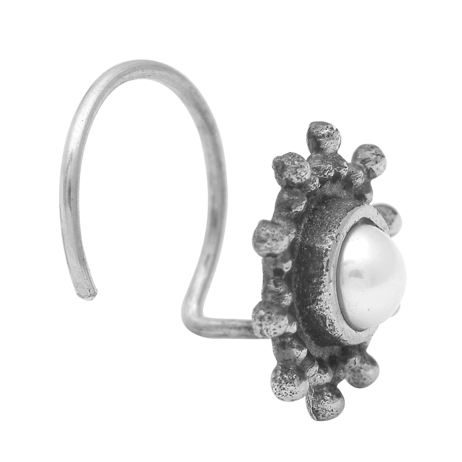 925 Sterling Silver Pearl Nose Pin Vintage Nose Ring For Women