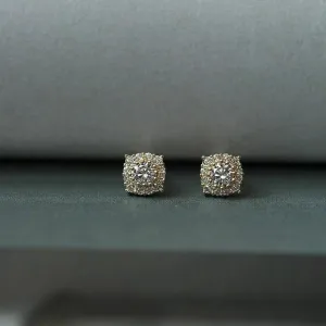 9k Yellow Gold Stud Earrings with Diamond Inlay