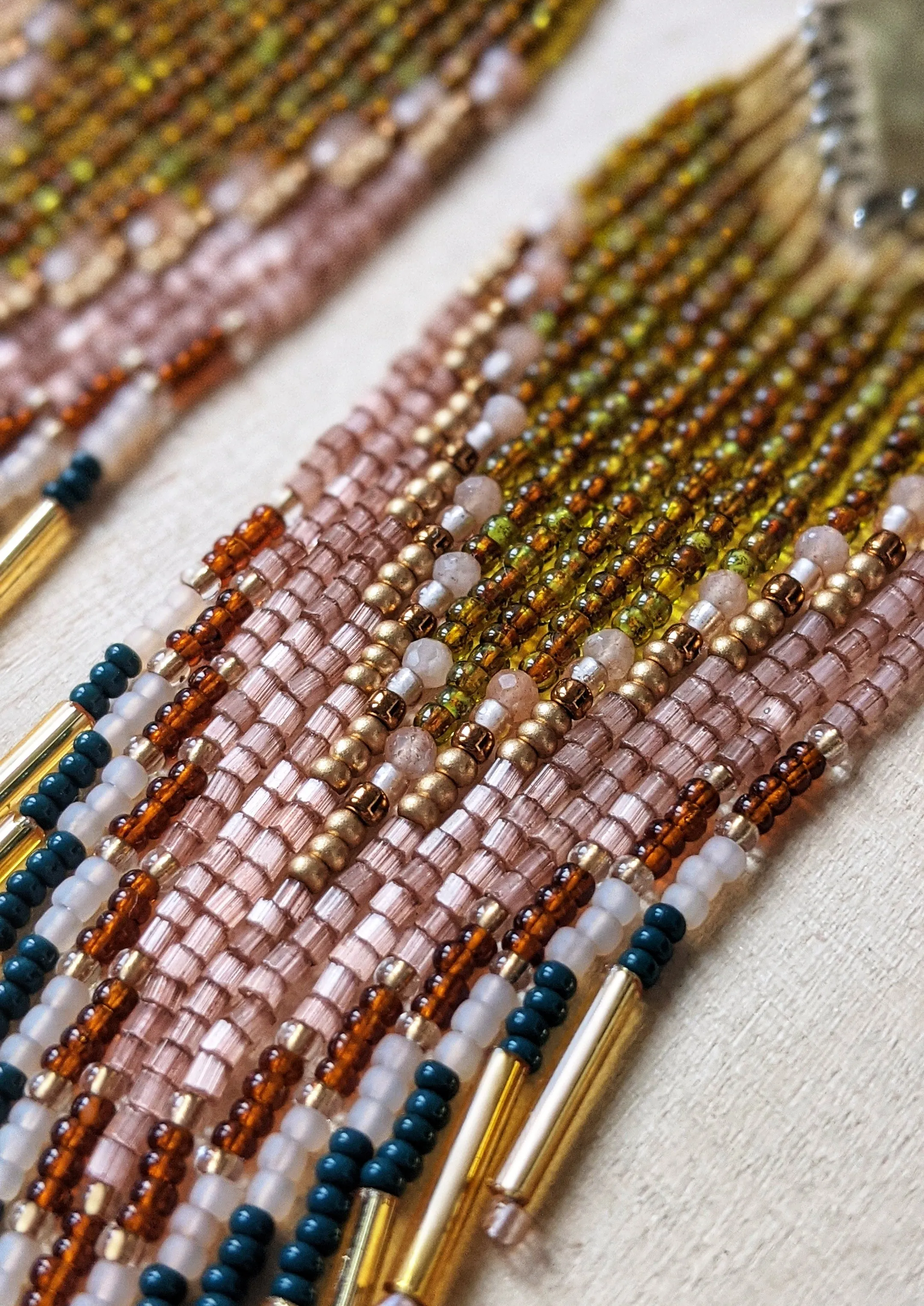 Adelita Peach Moonstone Seed Bead Earrings